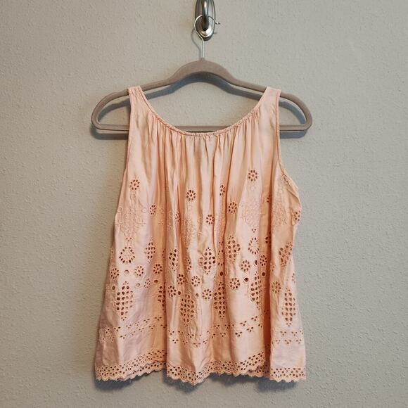 Anthropologie Sadie Peach Eyelet Swing Top Size 0 - Picture 8 of 11